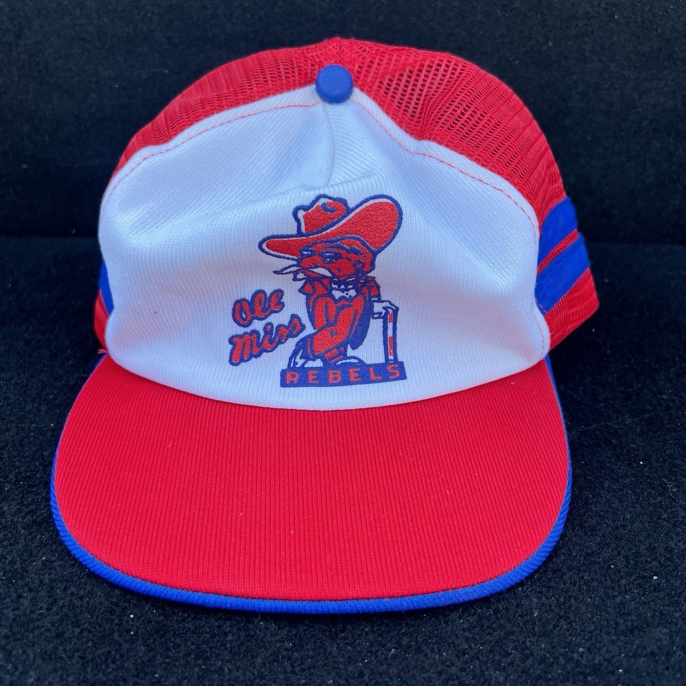 VINTAGE 80s 90s Ole Miss SNAPBACK Trucker Snap Mississippi Rebels Colonel Reb